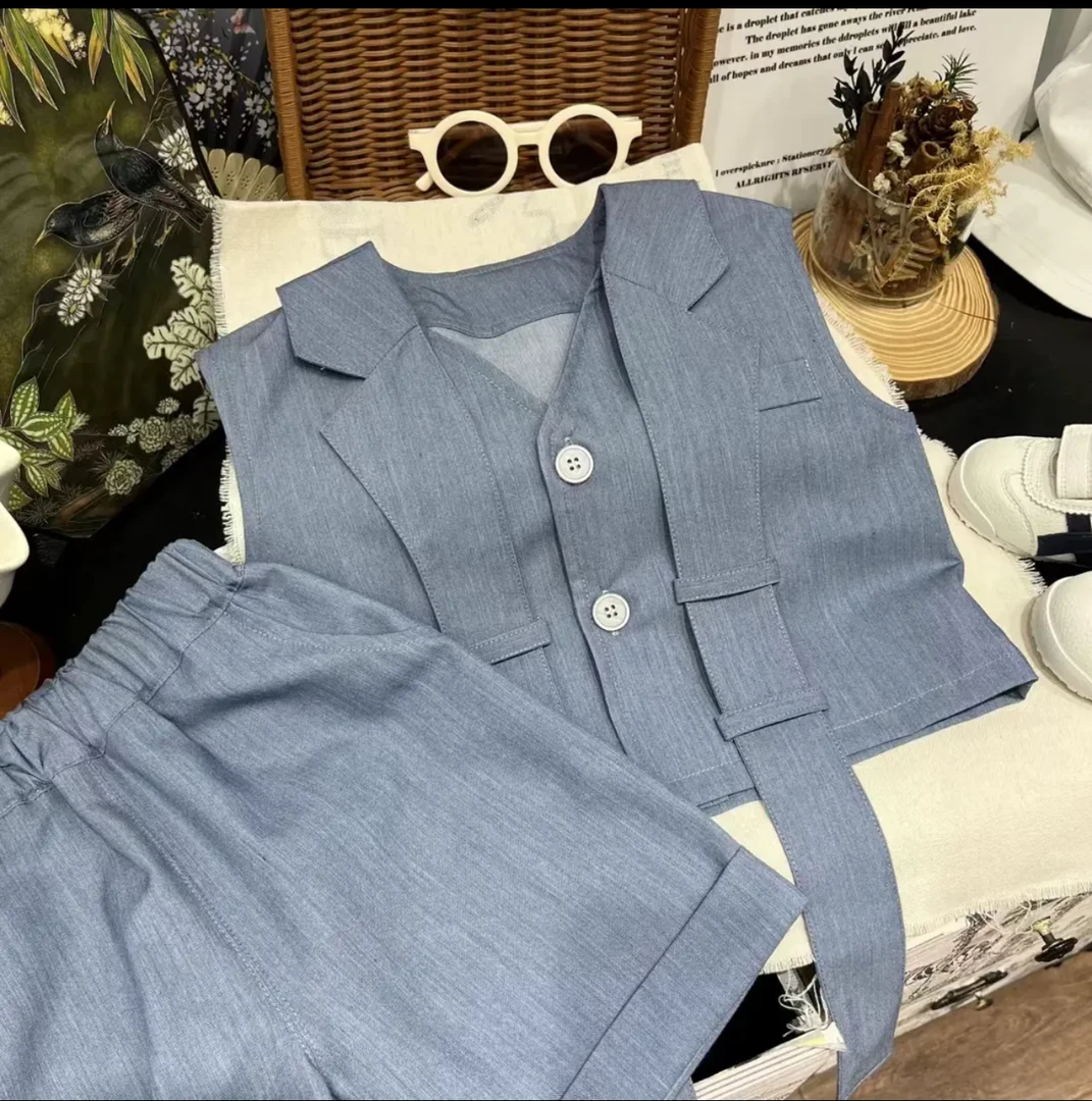 2025儿童夏季新款休闲时尚韩版百搭帅气舒适中小童夏款套装 H805