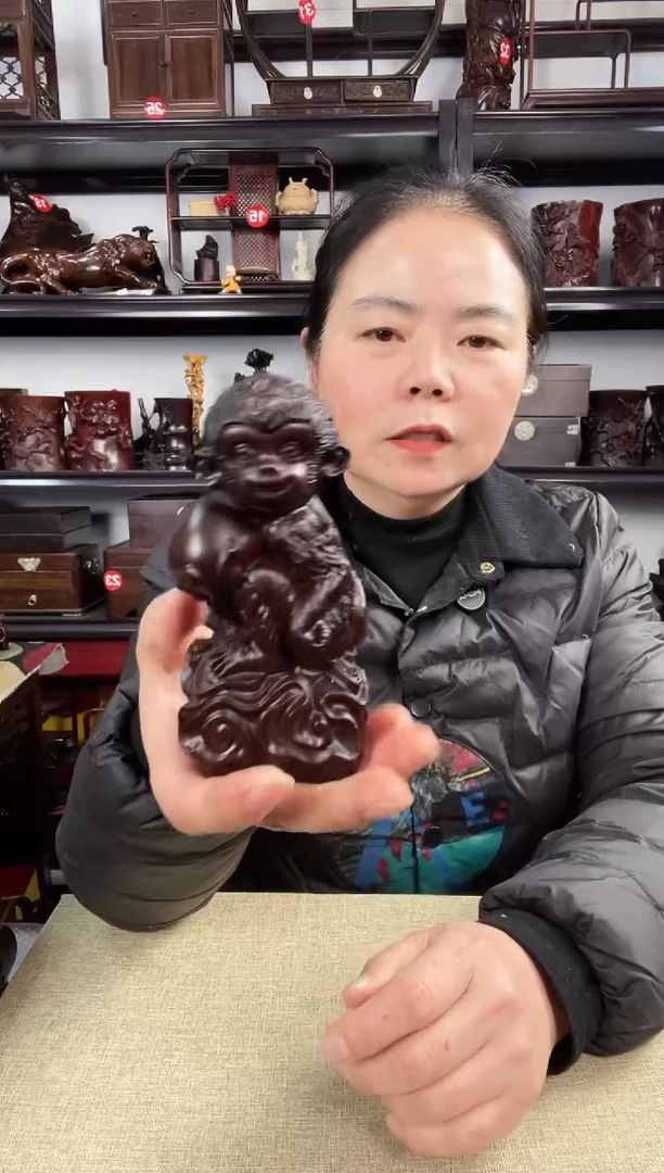 木老李红木工艺品桃猴