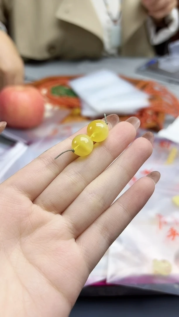 裸石蜜蜡未镶嵌蜜蜡配饰一对12mmGW