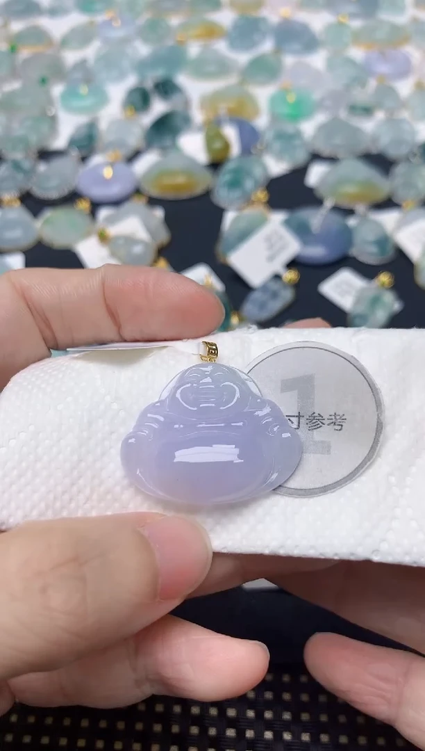 颈饰18K金镶嵌翡翠天然缅甸A货翡翠