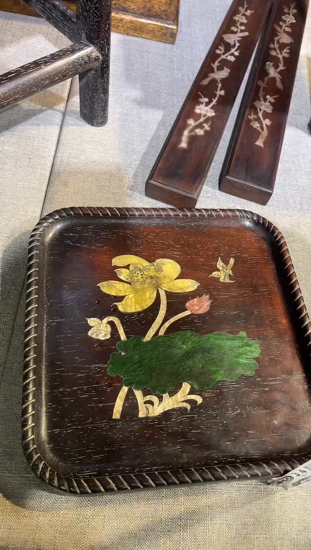 木紫檀一只鸟茶盘