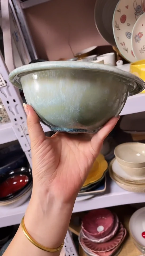 瓷微瑕（1个装）绿色反口碗