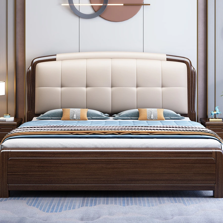 北美胡桃实木床1.8米x2米主卧大床储物家具软包主卧室大床家用