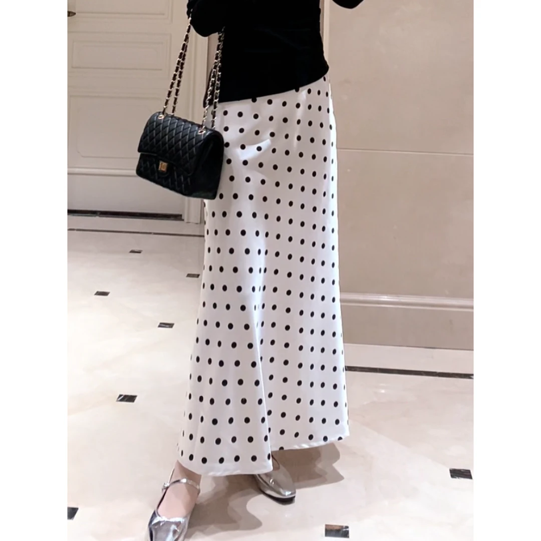 【竺姐】优雅高腰波点鱼尾半身裙