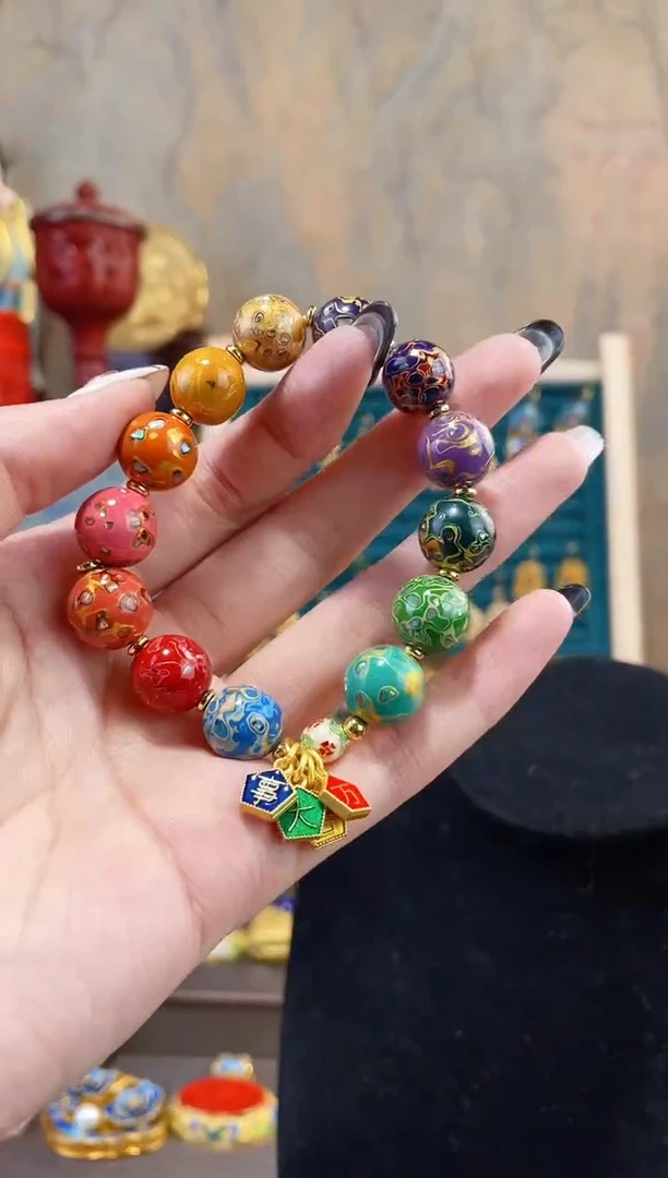 【闪购商品】非遗犀皮漆精品手串多宝色