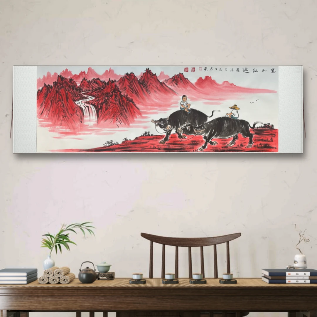 于子泉《万山红遍》六尺卷轴