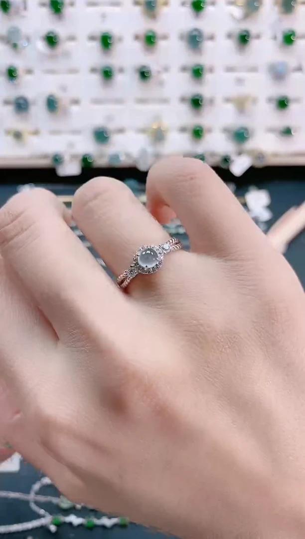 【闪购商品】翡翠戒指银S925镶嵌天然翡翠