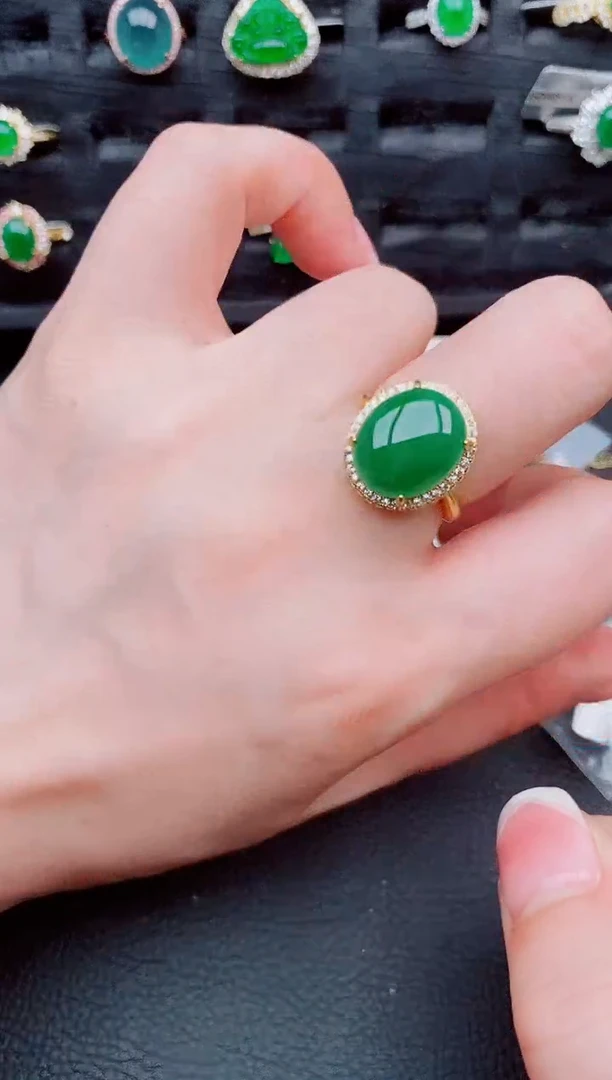 翡翠戒指银S925镶嵌天然a货翡翠469