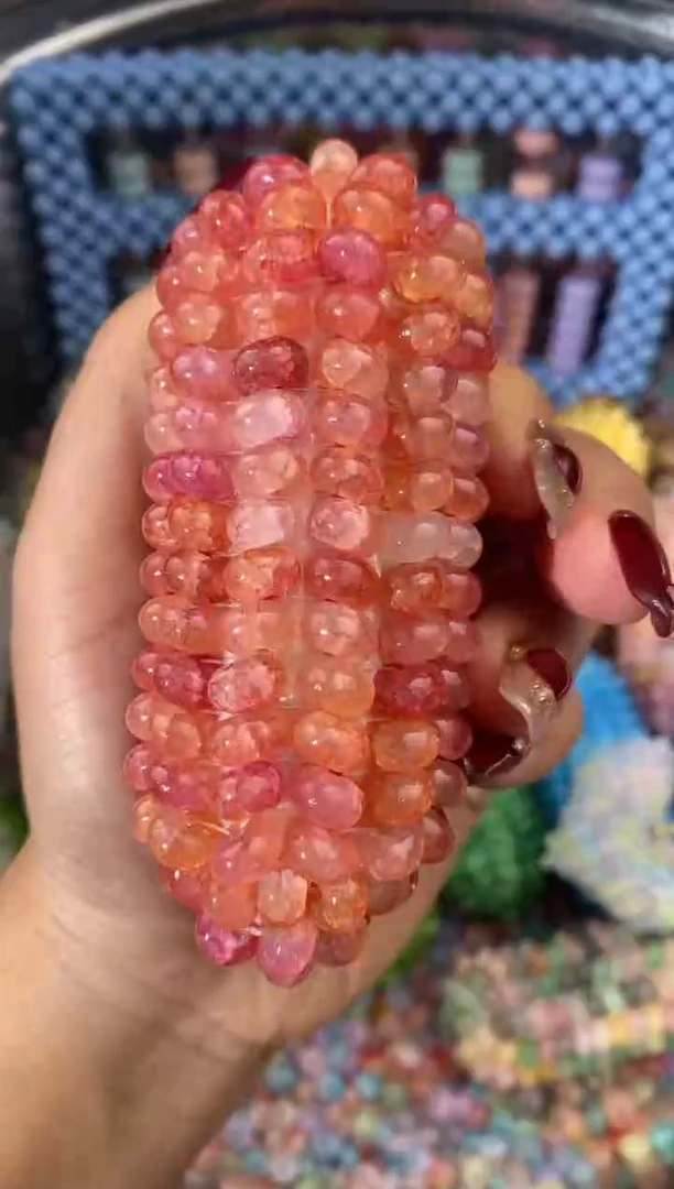 玻璃1421卡8算盘珠玉碎款150颗乌梅子酱