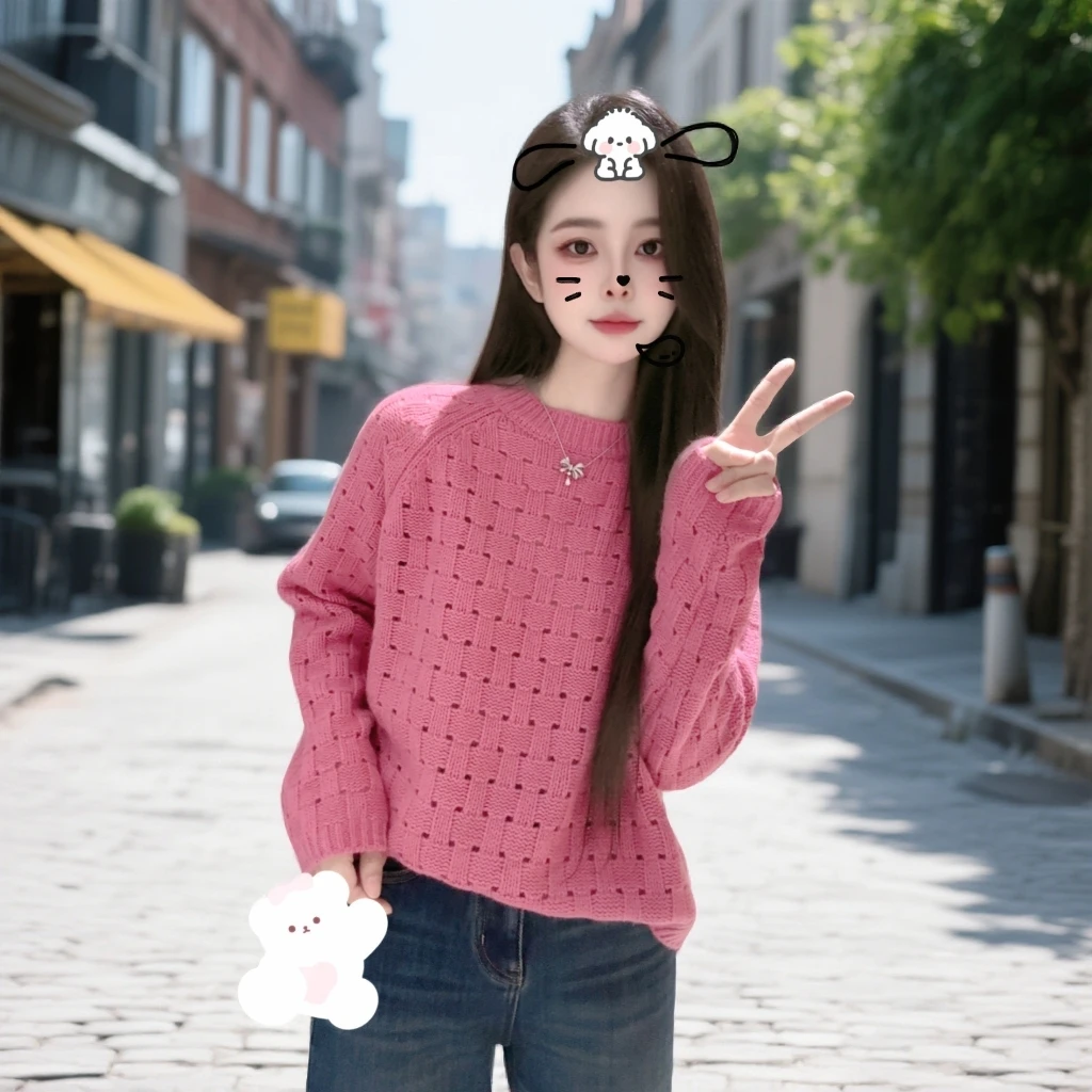 宿慕SUMU镂空慵懒感毛衣2025新款秋季高品质100全羊毛针织衫28360