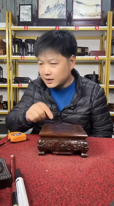 木非洲黑檀正方虎脚底座15CM