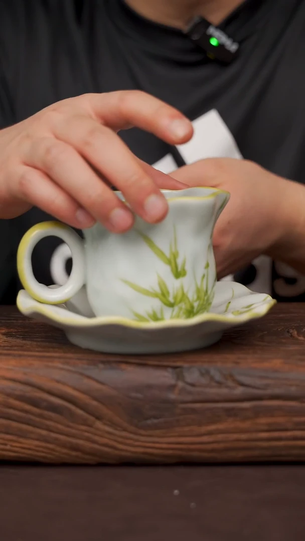 瓷片寻一缕瓷香杯釉下手工手绘瓷器 竹子套装