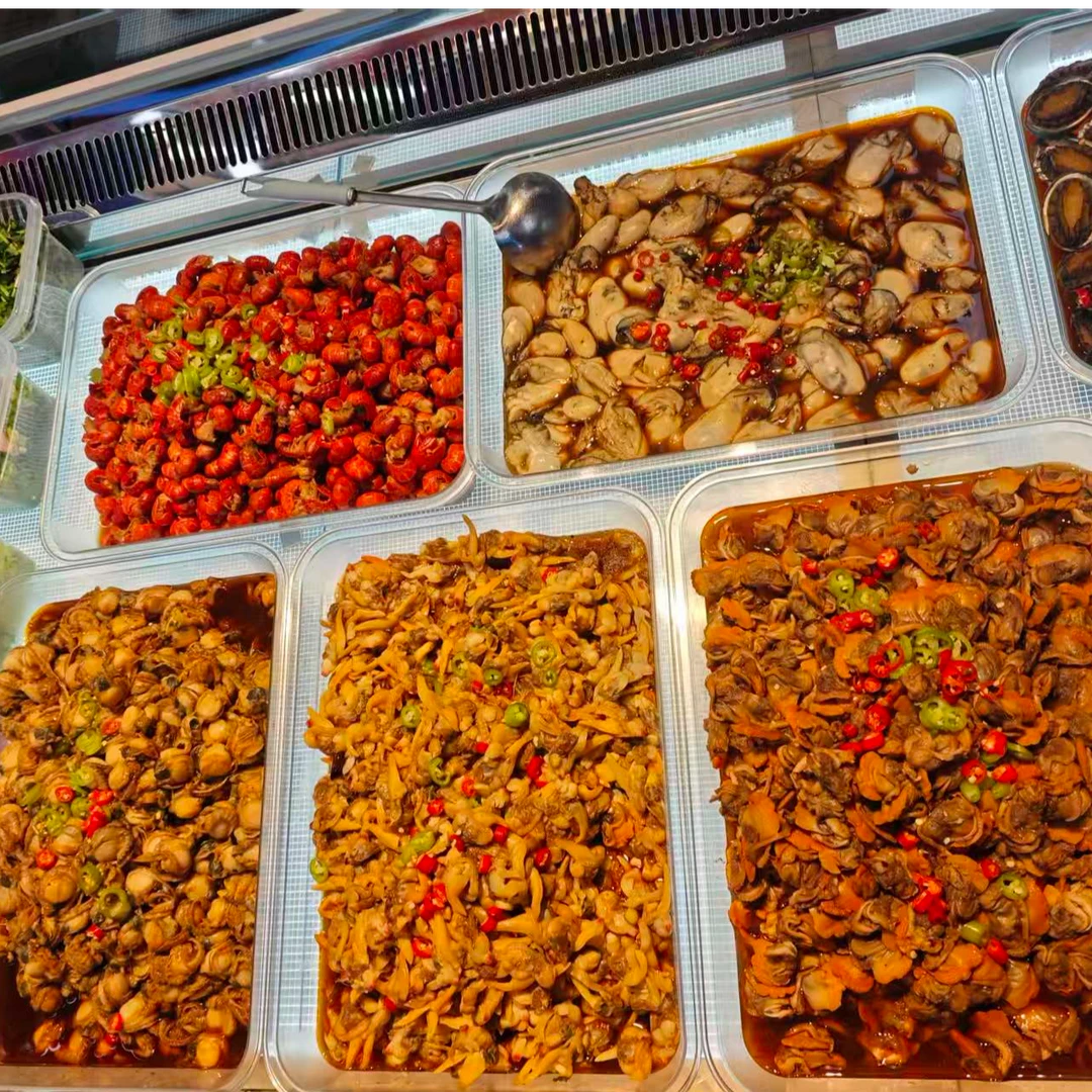 【捞汁小海鲜 】49.9元/1斤 大花螺/海锥/鱿鱼/花螺/蛏子肉/毛蚶肉/扇贝肉/龙虾尾/蛎蝗/蟹爪 （种类请备注可拼）