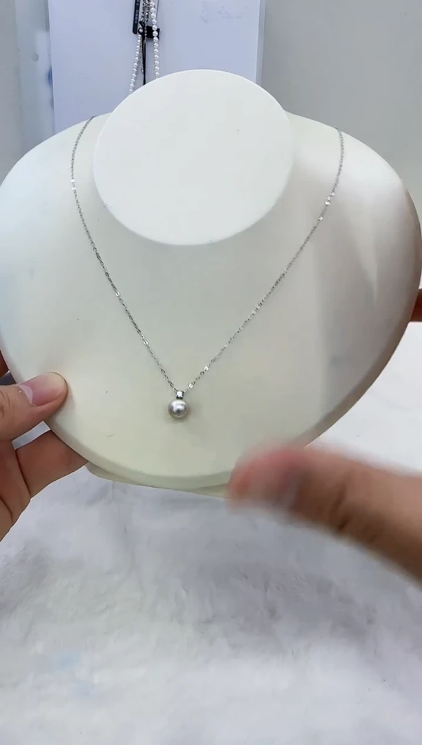 银S925镶嵌海水珍珠DA海水灰珠吊坠7-8 y319