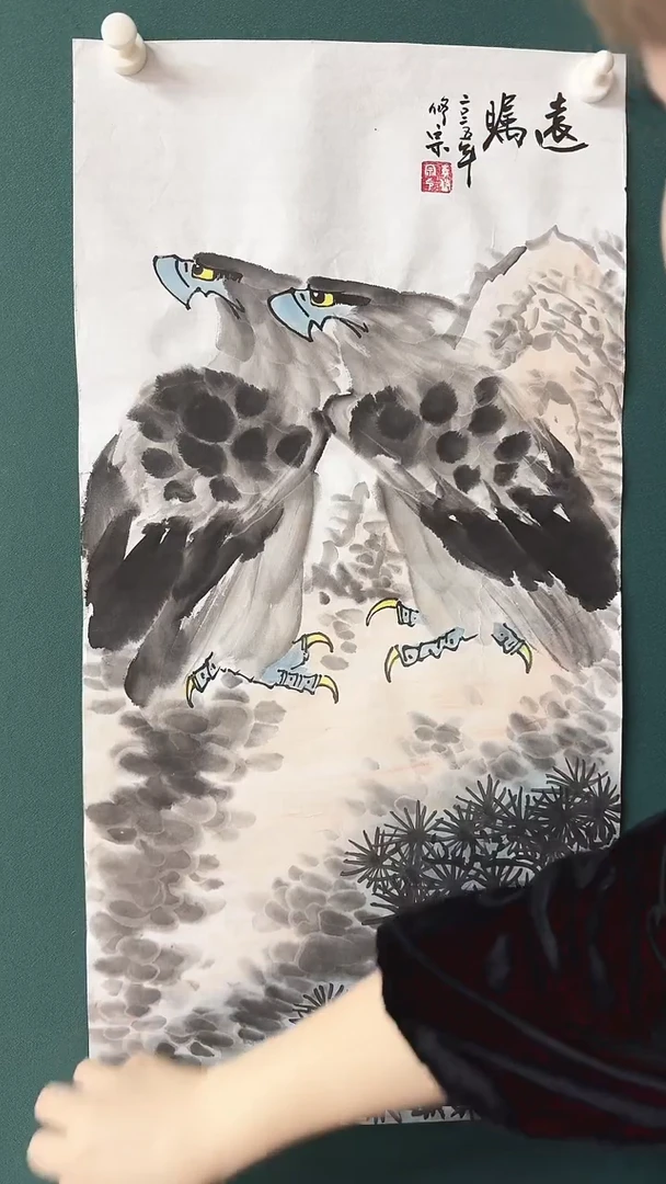 绘画修宗先生国画作品两只鹰