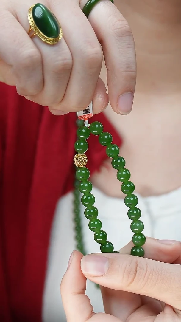 18K金镶嵌手链和田玉（碧玉）43