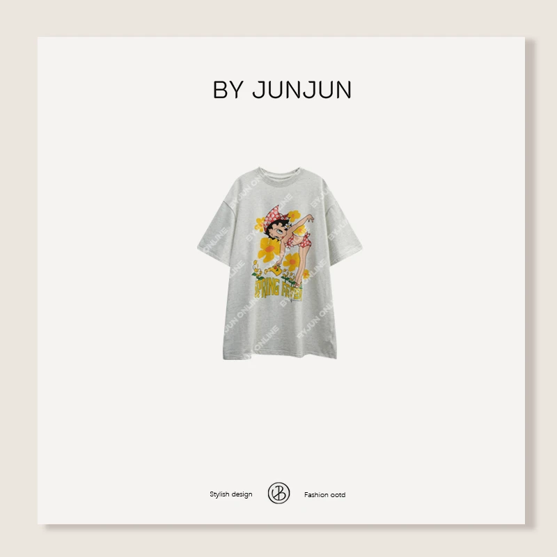ByJunjun【花匠】卡通印花T恤春夏宽松设计师短袖C25T209
