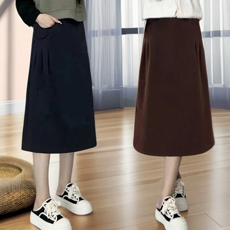 秋冬美式复古a字半裙女秋2025新款ins高腰甜酷辣妹宽松半身长裙