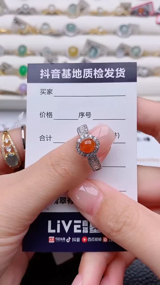 银S925镶嵌戒指翡翠掌***暖正品 纯天然翡翠