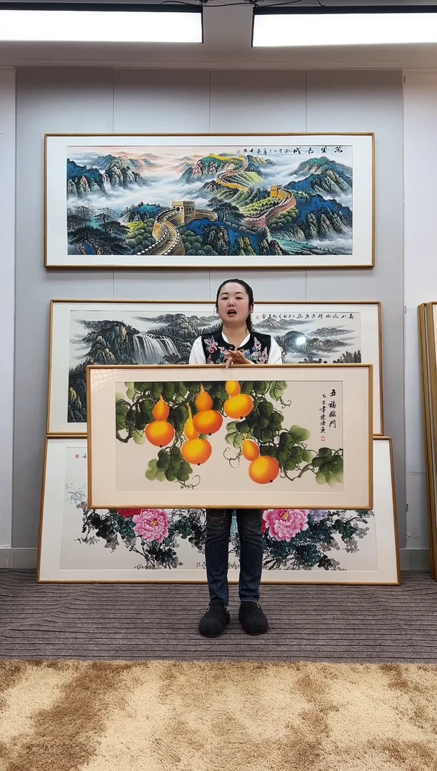 国画手绘葫芦122*62尺寸