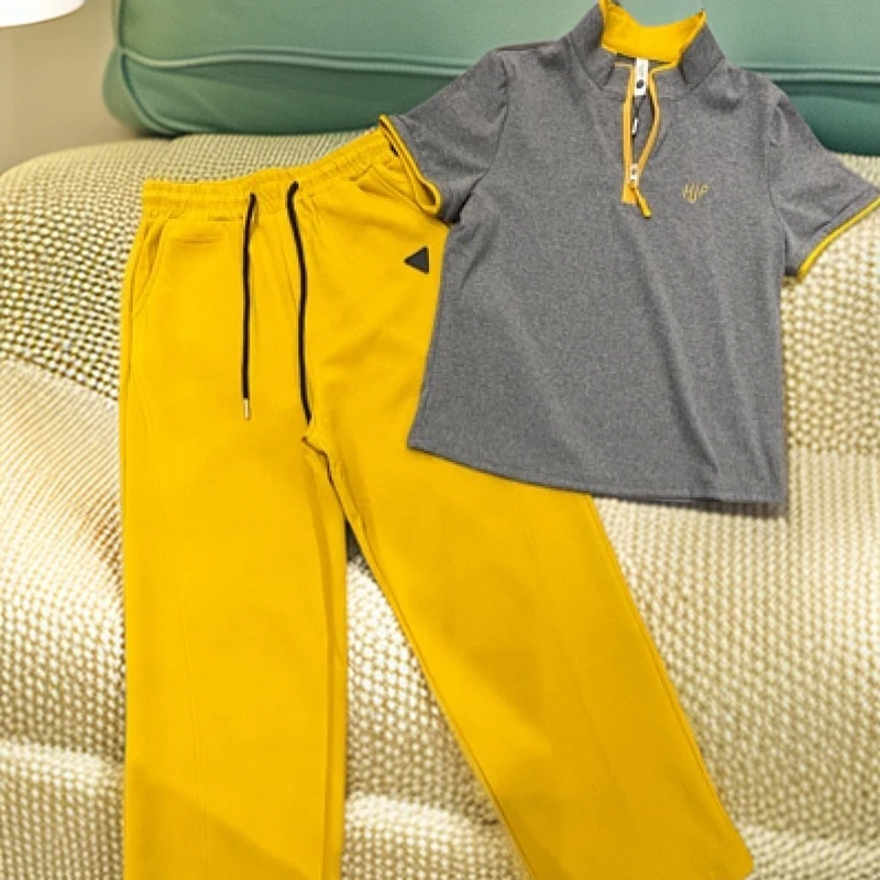 新款时尚简约韩版休闲速干洋气夏季运动套装裤子两件套夏款夏装