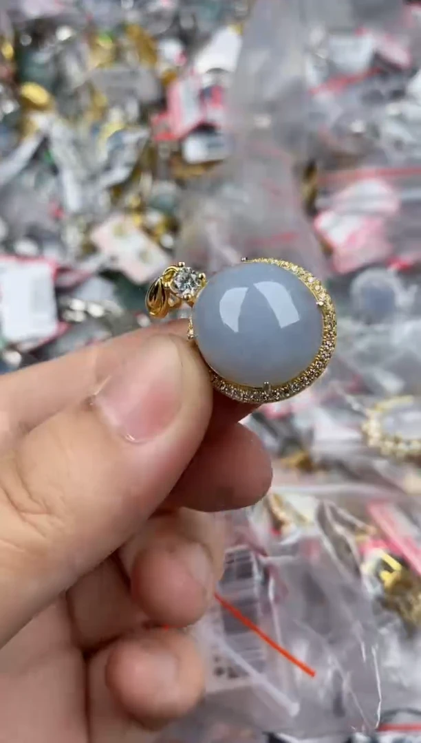 银S925镶嵌戒指翡翠12   9