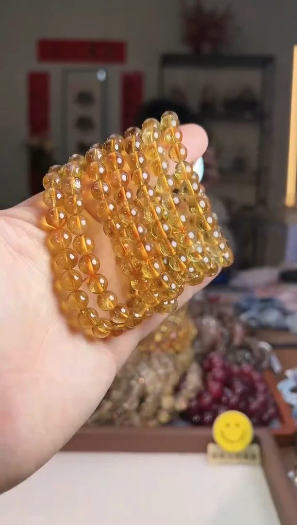 【闪购商品】黄晶手串未镶嵌8mm金红黄水（多样性发其一）