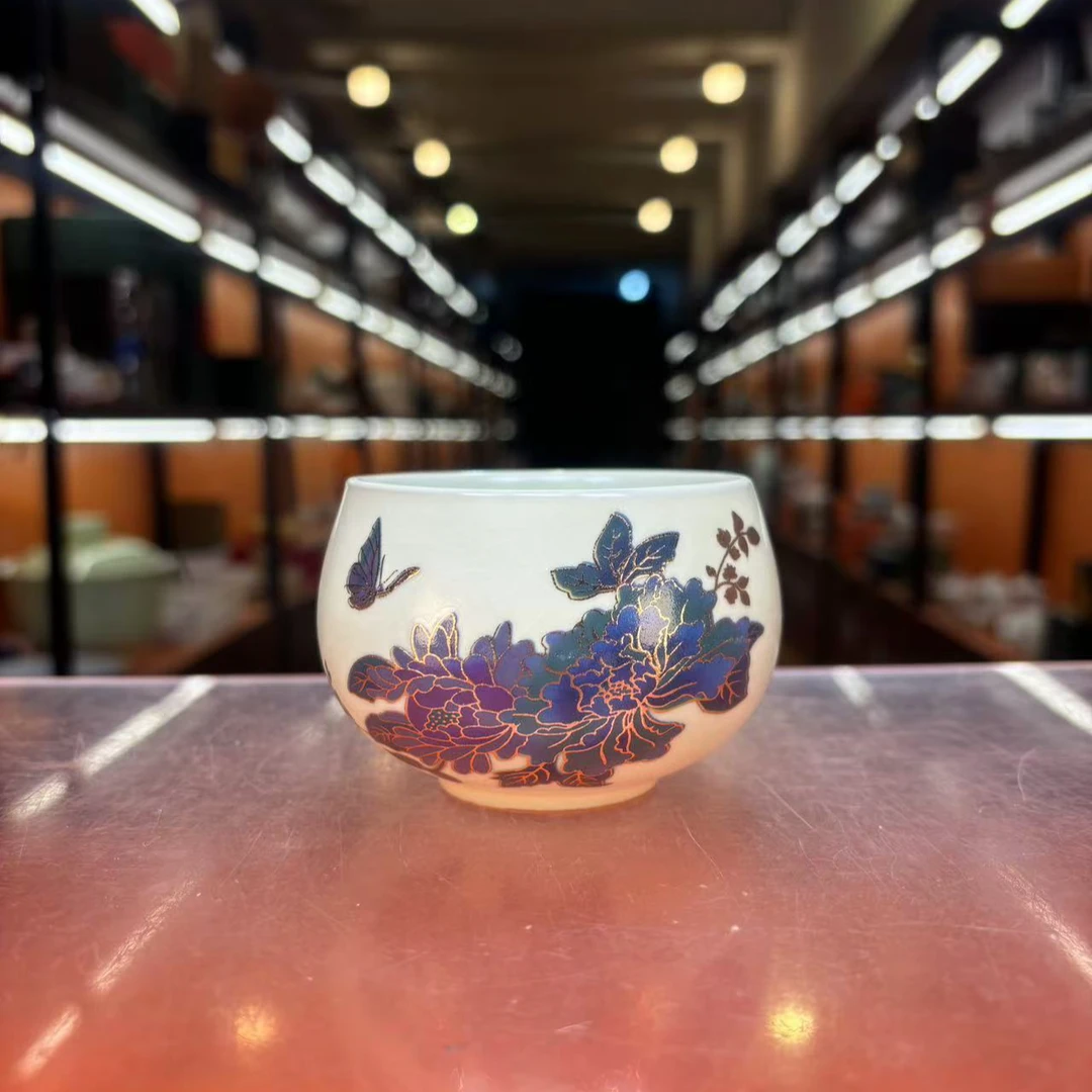 米黄牡丹禅定变色主人杯茶杯品茗杯-5084