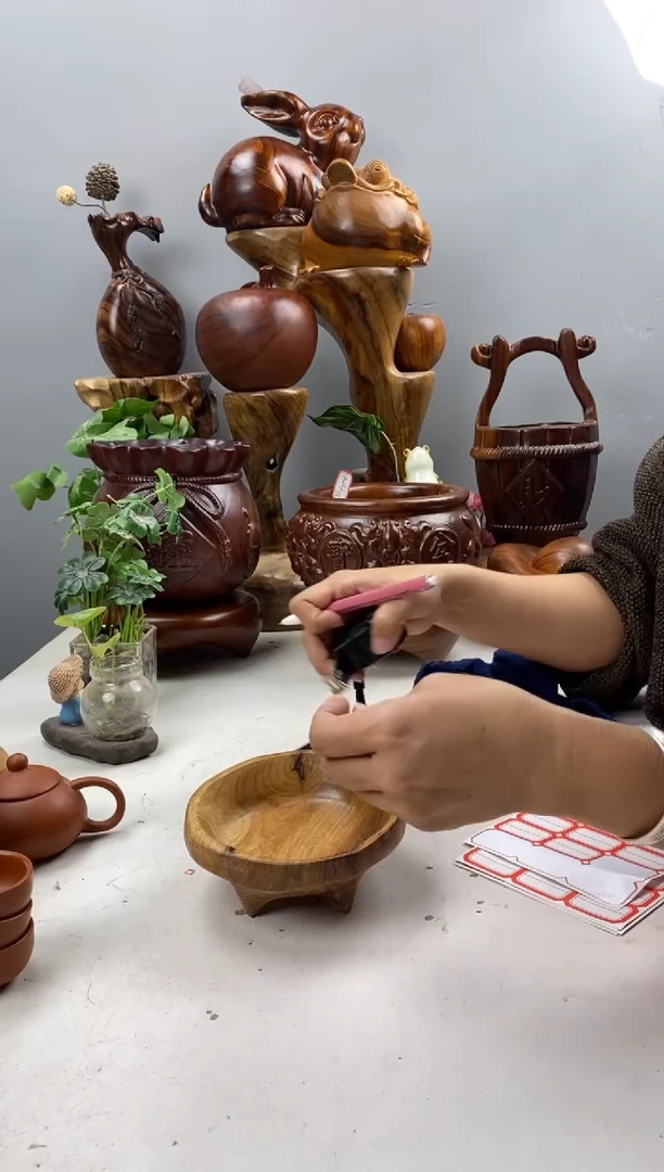 香樟木A80微瑕四足果碟/尺寸