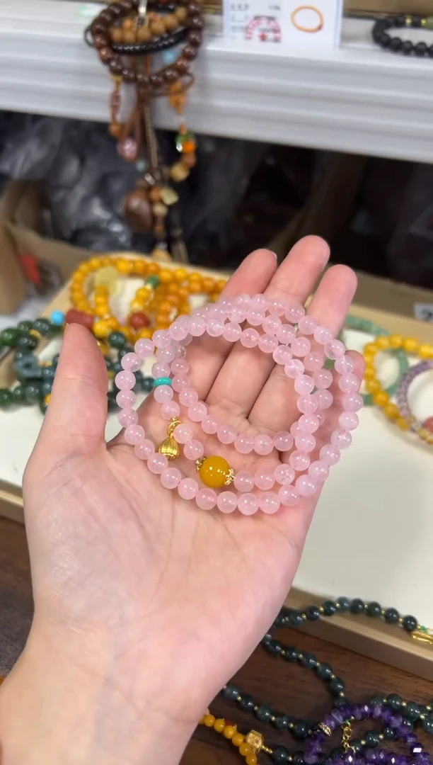 水晶手链未镶嵌粉水晶设计款多圈手链[1014]