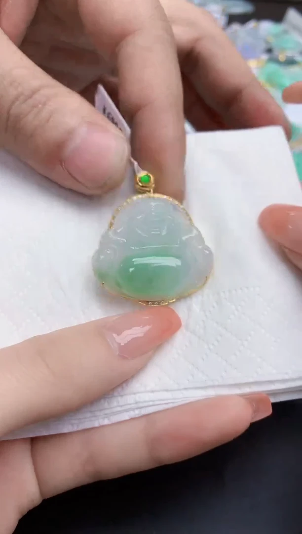 【闪购商品】翡翠颈饰18K金镶嵌天然缅甸翡翠A货