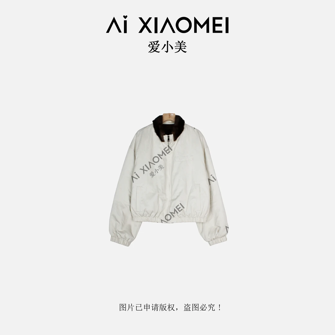 Aixiaomei/爱小美进口水貂毛领90白鹅绒宽松百搭派克服WT-1226