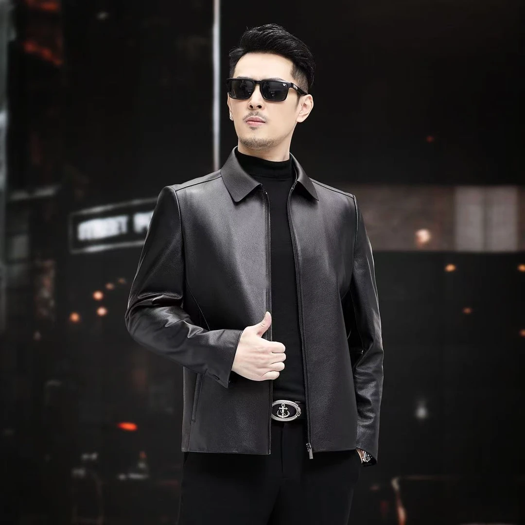 【头层牛皮】25年新款真皮皮衣加厚防风男士经典夹克外套