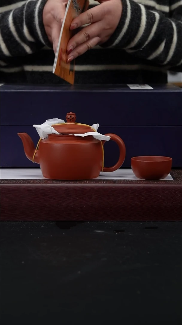 茶壶紫砂25 朱泥 禅莲 套组