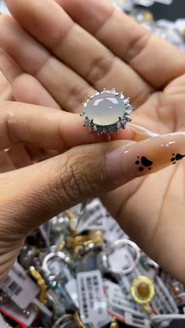 翡翠戒指银S925镶嵌88888   7
