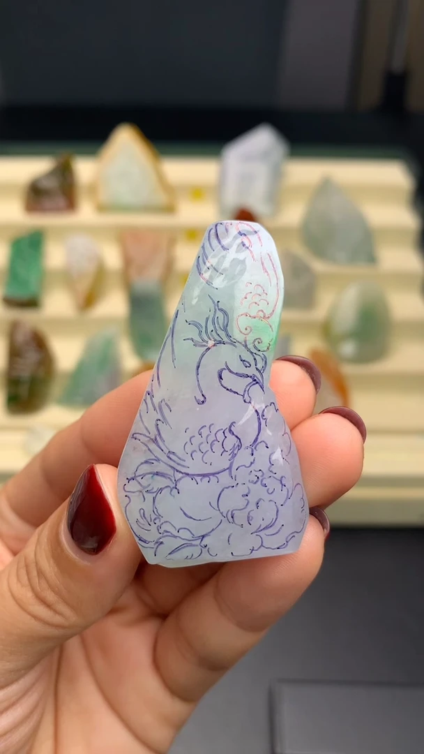 【闪购商品】定制翡翠未镶嵌        凤穿牡丹