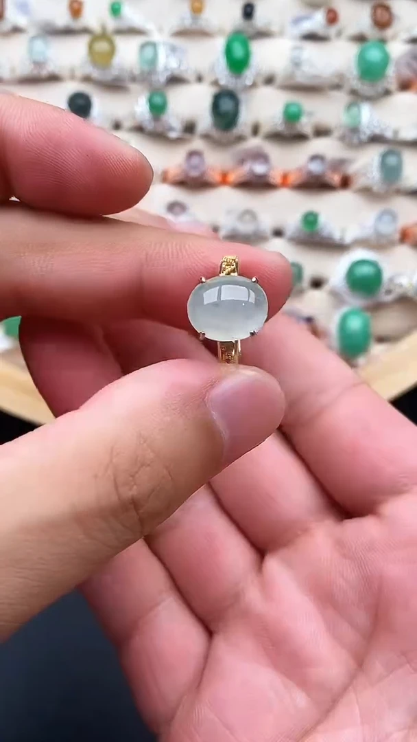 银S925镶嵌戒指翡翠天然翡翠支持复检11   4-9