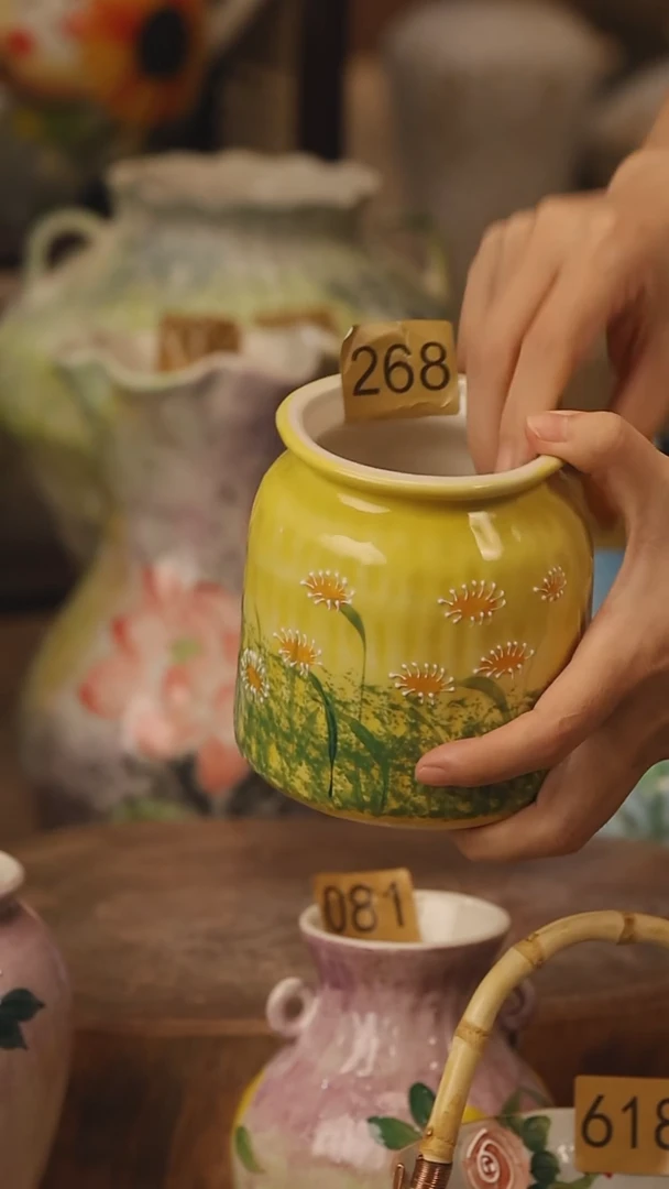 陶瓷268景德镇设计师手作花器摆件侘寂风