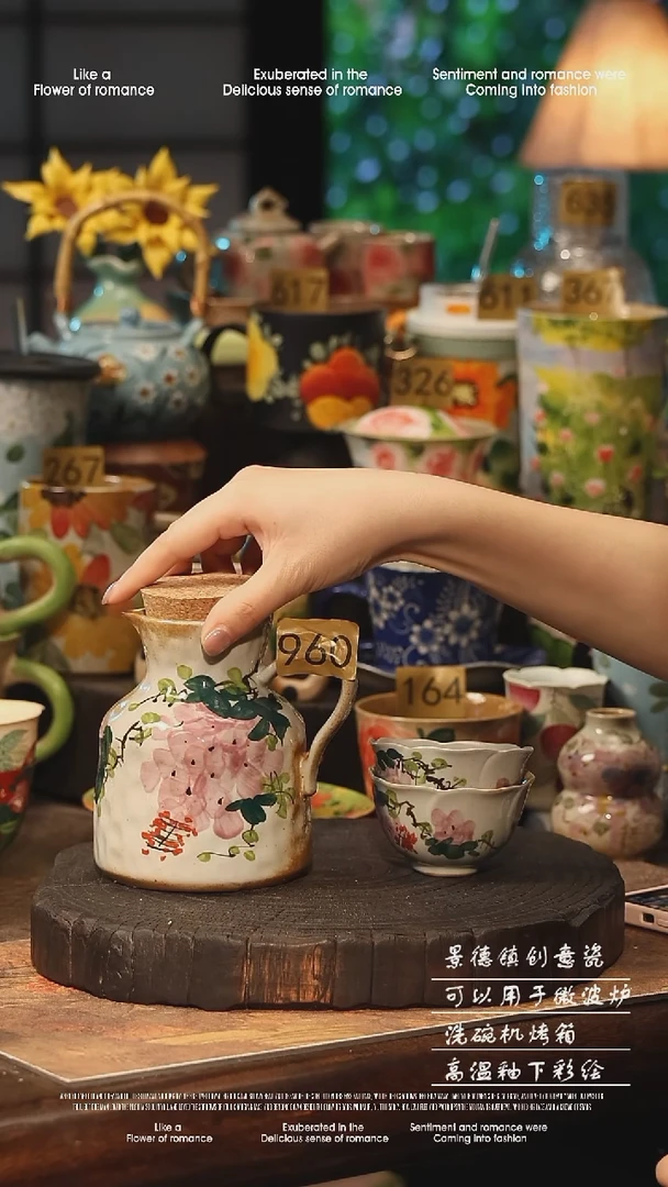 陶瓷景德镇高温釉下彩手工手绘款式960