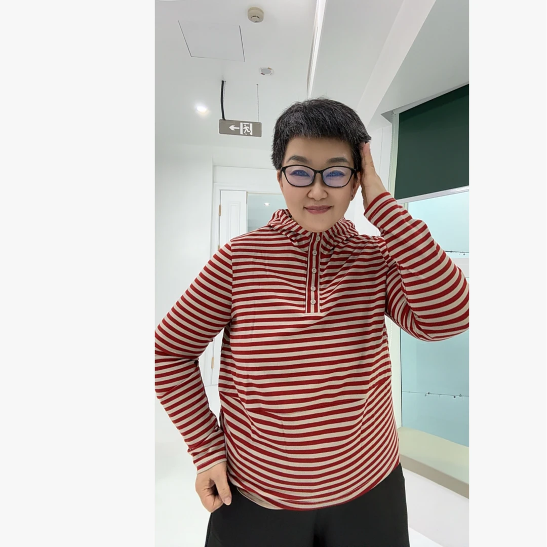 时尚长袖条纹连帽T恤多色圆领长袖t恤户外立领套头BXY2253015