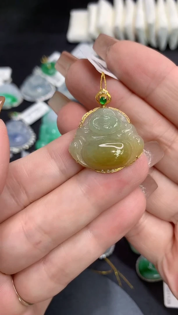 吊坠(不含链)18K金镶嵌翡翠11