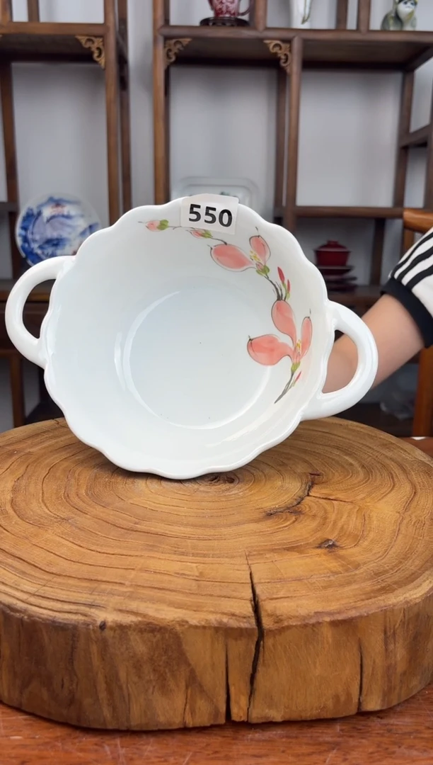 瓷国韵瓷坊手工手绘双耳汤碗550