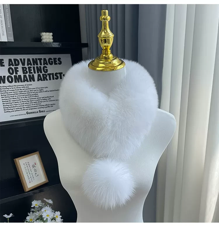 韩版新狐狸毛皮草围巾女秋冬短款毛球磁铁吸扣秋冬季围脖