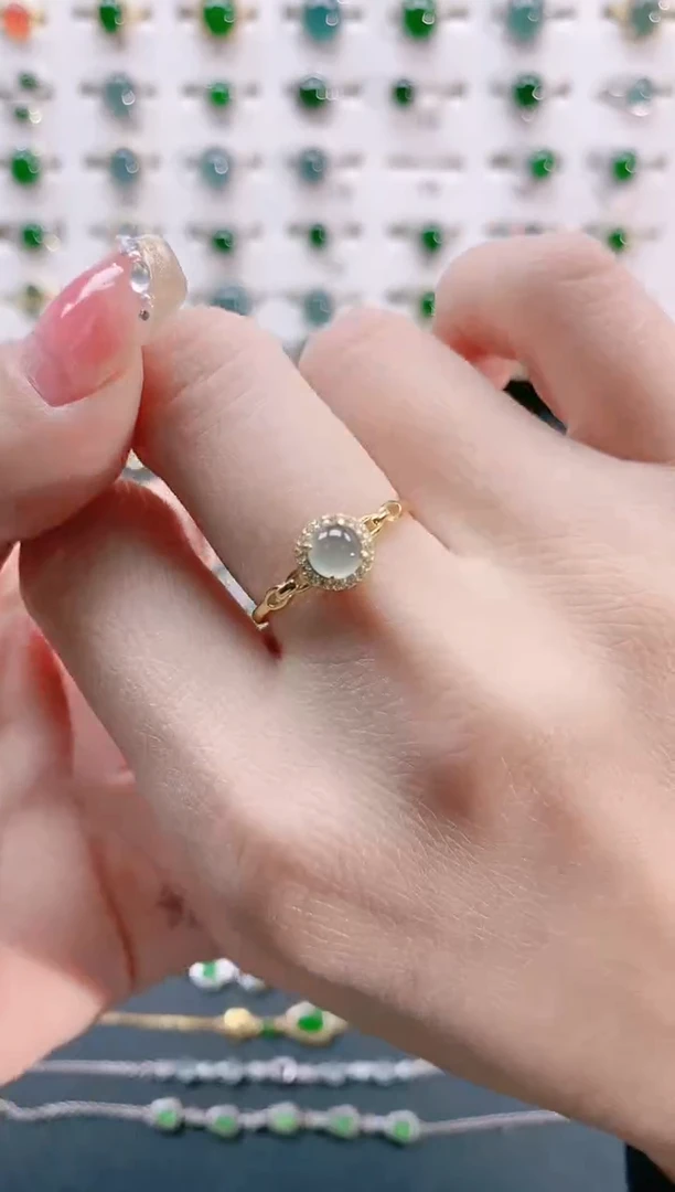 【闪购商品】翡翠戒指银S925镶嵌天然翡翠