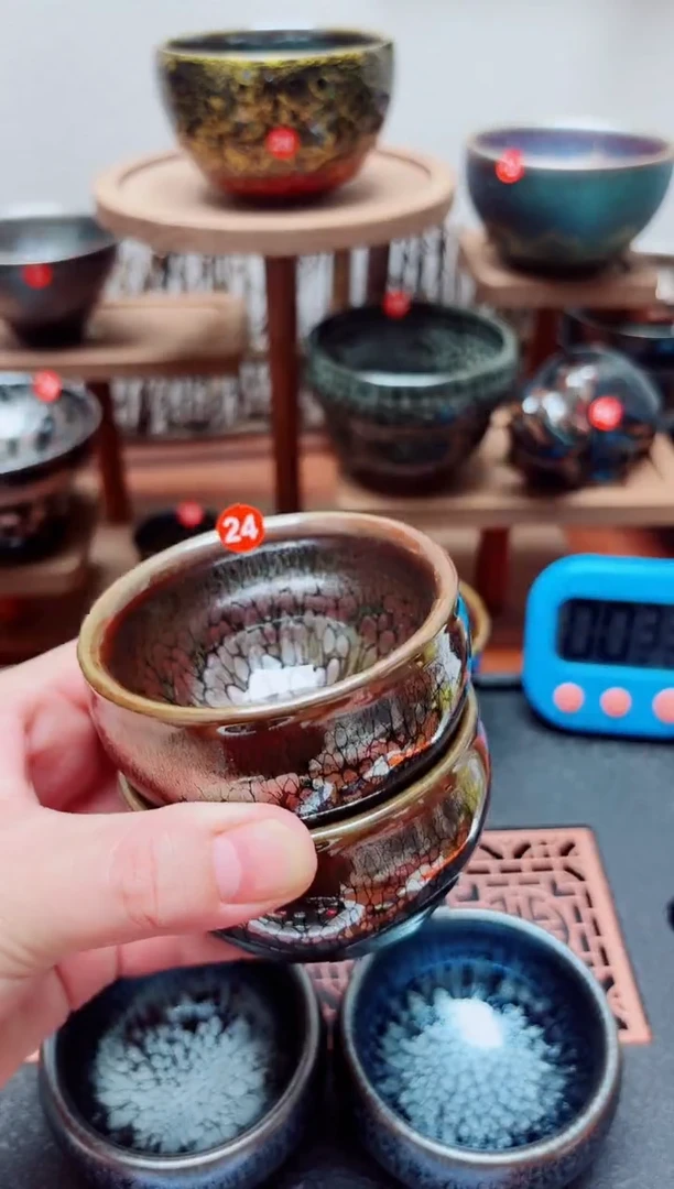 茶盏c**q24号2个建盏工匠茶器