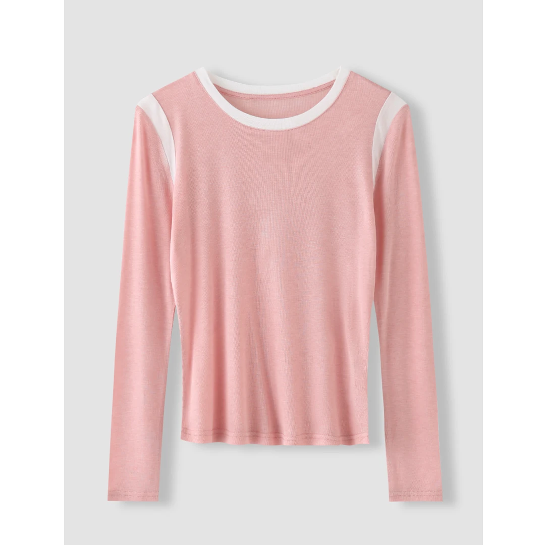 桐桐专属时尚撞色拼接百搭针织衫 QYZN029