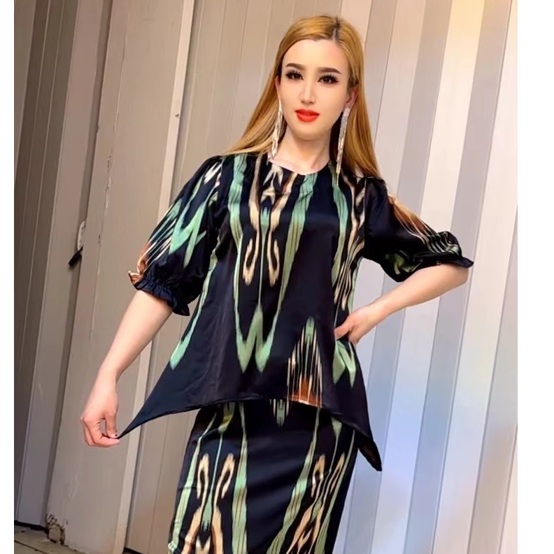 艾特莱斯时尚套装套装潮流短袖小衫显瘦印花女装夏季宽松
