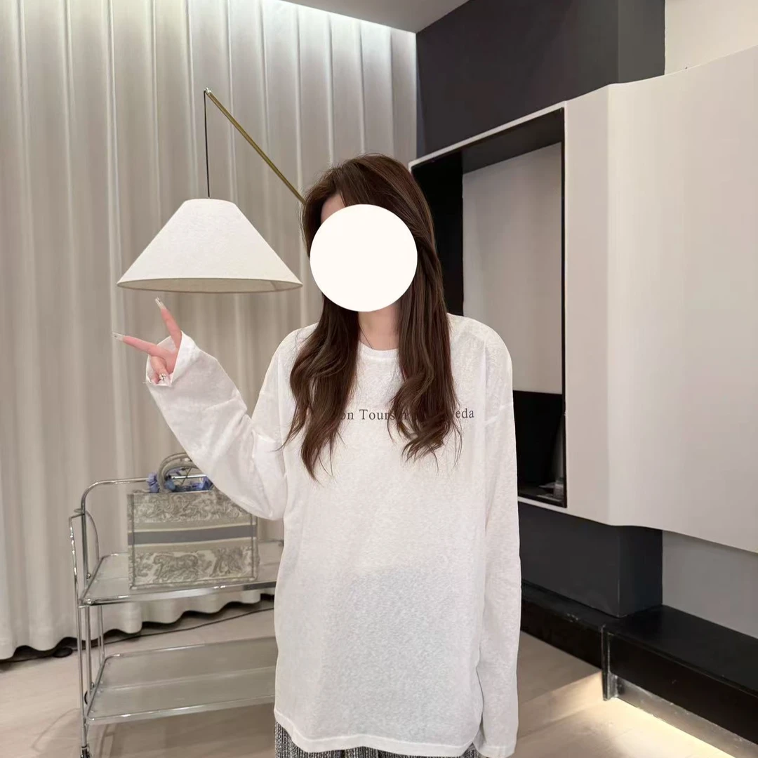 Ssman【字母T】休闲时尚白色夏季透气简约长袖T