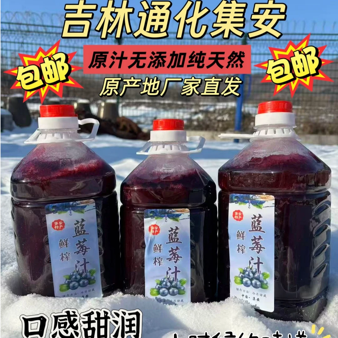 东北通化集安特产鲜榨蓝莓汁，大桶五斤实惠装