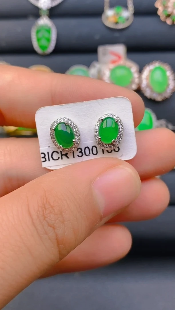 【闪购商品】翡翠戒指银S925镶嵌天然A货翡翠1